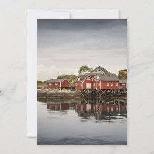 Rote Bootshäuser Norwegen Card Dankeskarte