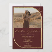 Rote Bordeaux-Fotos Verlobung Ankündigung (Vorderseite)