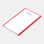 Rote Bordeauxfarben Mit Monogramm Name Blau Weiß Post-it Klebezettel (angewinkelt)