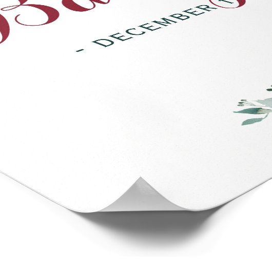 Rote bordeauxfarbene Aquarelldusche Poster (Ecke)