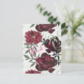 Rote, bordeauxrote Blume. Dankeskarte (Stehend Vorderseite)