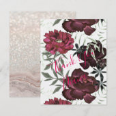 Rote, bordeauxrote Blume. Dankeskarte (Vorne/Hinten)