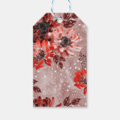 Rote, bordeauxrote Blume. Geschenkanhänger (Rückseite)