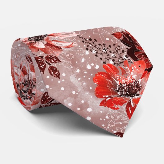 Rote, bordeauxrote Blume. Krawatte (Gerollt)