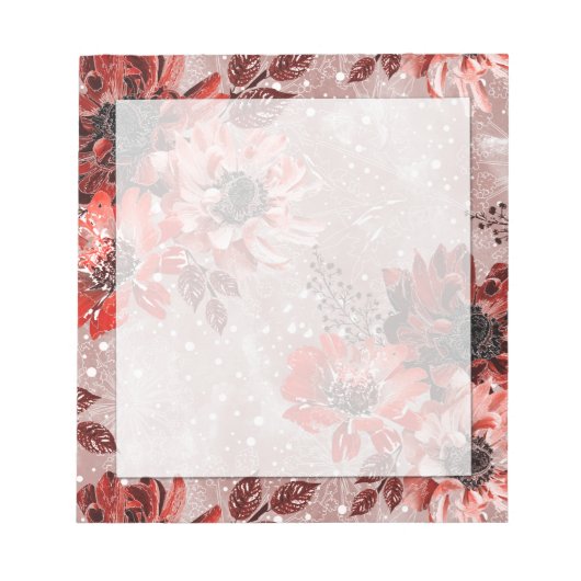 Rote, bordeauxrote Blume. Notizblock (Vorderseite)