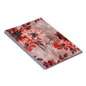 Rote, bordeauxrote Blume. Notizblock (Rechte Seite)