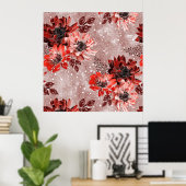 Rote, bordeauxrote Blume. Poster (Heimbüro)