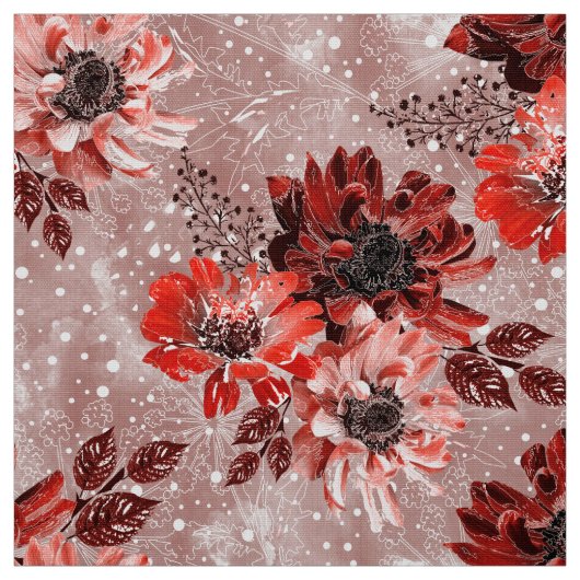 Rote, bordeauxrote Blume. Stoff (Muster)