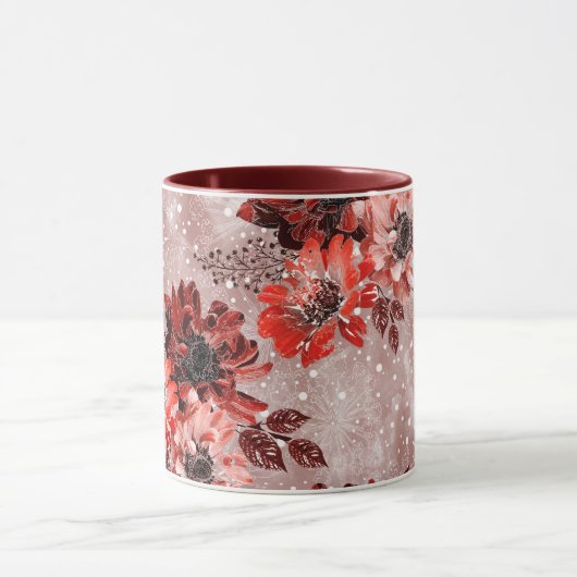 Rote, bordeauxrote Blume. Tasse (Zentrum)