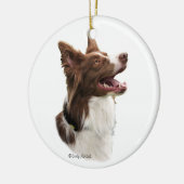 Rote Border-Collie-Hauptverzierung Keramik Ornament (Links)