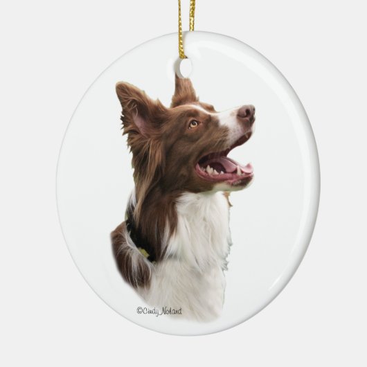 Rote Border-Collie-Hauptverzierung Keramik Ornament (Links)