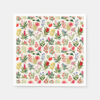 Rote Botanische Gartens Blumen Papier Servietten