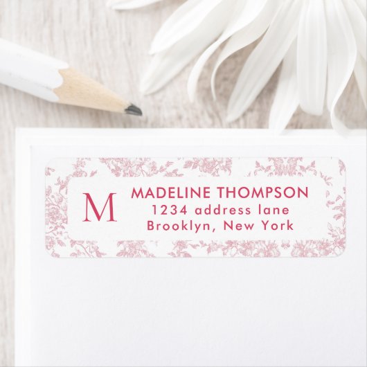 Rote botanische Toile-Monogrammadresse (Insitu)