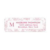 Rote botanische Toile-Monogrammadresse (Vorne)