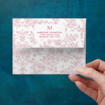 Rote botanische Toile-Monogrammadresse