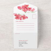 Rote Bougainvillea Aquarellfarben Hochzeit RSVP Op All In One Einladung (Außenbereich)