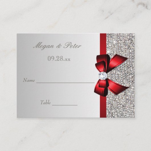 Rote Bow-Sitzkarten für Hochzeitstiche Platzkarte (Vorderseite)