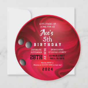 ROTE BOWLING BALL RUNDE Roter Geburtstag Einladung