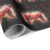 Rote Boxhandschuhe in Feuerwerken Geschenkpapier (Rolleneckpunkt)