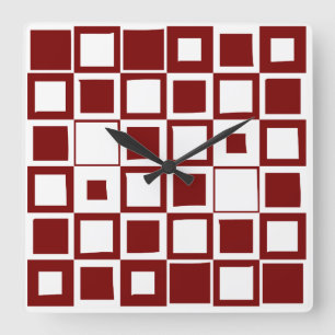 Rote Boxuhr Quadratische Wanduhr