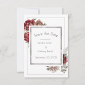 Rote braune Rose Wasserfarben Save The Date (Vorderseite)
