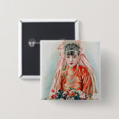 Rote Braut bei chinesischer Hochzeit in Shanghai Button (Vorne & Hinten)