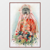 Rote Braut bei chinesischer Hochzeit in Shanghai Fensteraufkleber (Blatt)