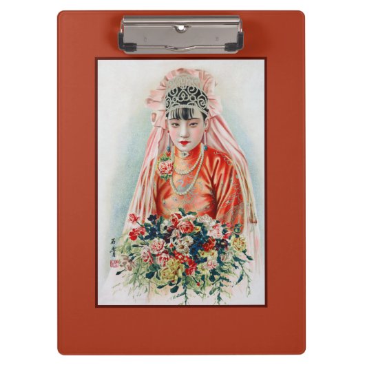 Rote Braut bei chinesischer Hochzeit in Shanghai Klemmbrett (Vorderseite)