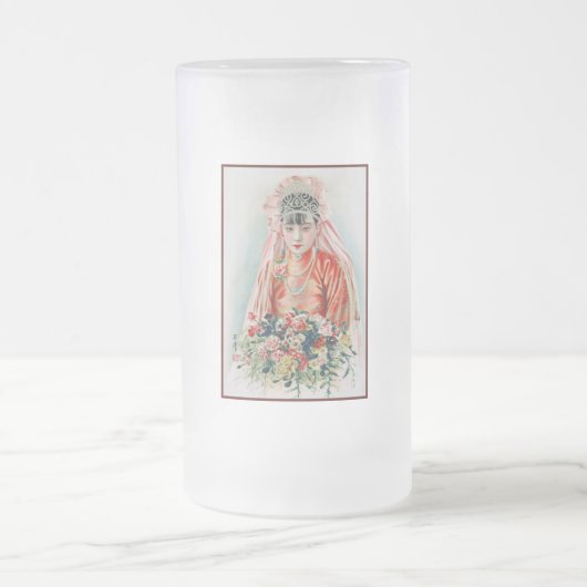 Rote Braut bei chinesischer Hochzeit in Shanghai Mattglas Bierglas (Mittel)