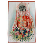 Rote Braut bei chinesischer Hochzeit in Shanghai Mittlere Geschenktüte (Rückseite)