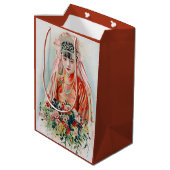 Rote Braut bei chinesischer Hochzeit in Shanghai Mittlere Geschenktüte (Rückseite Schrägansicht)