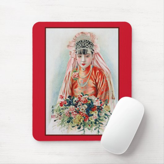 Rote Braut bei chinesischer Hochzeit in Shanghai Mousepad (Mit Mouse)