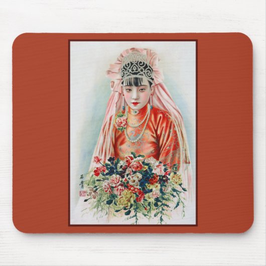 Rote Braut bei chinesischer Hochzeit in Shanghai Mousepad (Vorne)