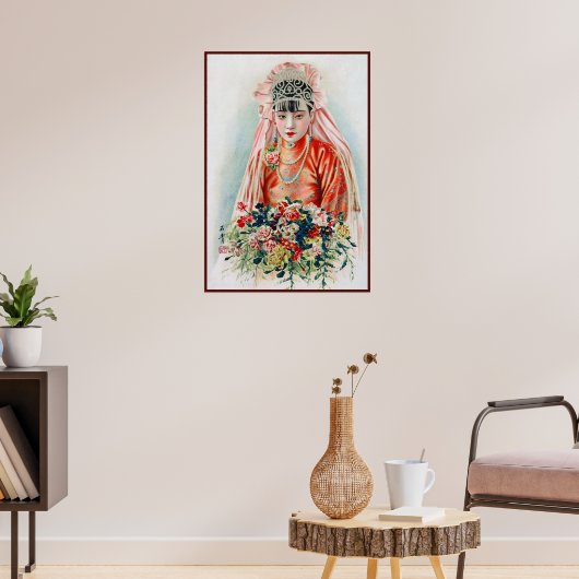 Rote Braut bei chinesischer Hochzeit in Shanghai Poster (Wohnzimmer 3)