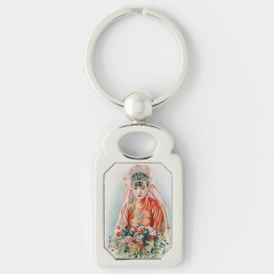 Rote Braut bei chinesischer Hochzeit in Shanghai Schlüsselanhänger