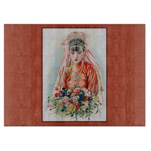 Rote Braut bei chinesischer Hochzeit in Shanghai Schneidebrett (Vorderseite)