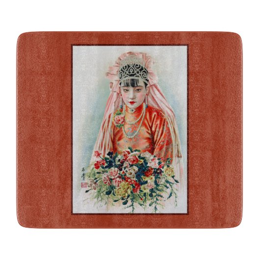 Rote Braut bei chinesischer Hochzeit in Shanghai Schneidebrett (Vorderseite)