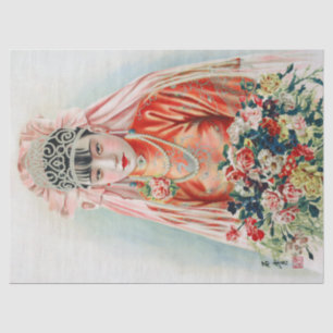 Rote Braut bei chinesischer Hochzeit in Shanghai Seidenpapier