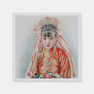 Rote Braut bei chinesischer Hochzeit in Shanghai Serviette