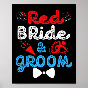 Rote Braut und Groom Funny Wedriage Party 4 Poster