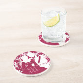 Rote Brautjungfrau Hochzeit Braut & Bräutigam Unte Getränkeuntersetzer (Seite)