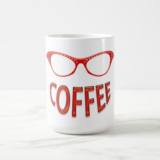Rote Brille lächelt Kaffee Kaffeetasse (Mittel)
