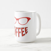 Rote Brille lächelt Kaffee Kaffeetasse (VorderseiteRechts)