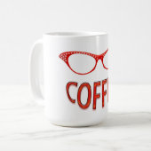 Rote Brille lächelt Kaffee Kaffeetasse (Vorderseite Links)