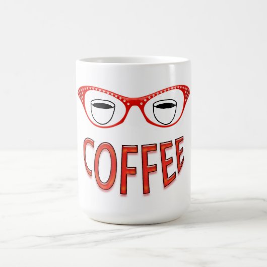 Rote Brille lächelt Kaffee Kaffeetasse (Mittel)