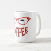 Rote Brille lächelt Kaffee Kaffeetasse (VorderseiteRechts)