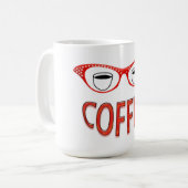 Rote Brille lächelt Kaffee Kaffeetasse (Vorderseite Links)