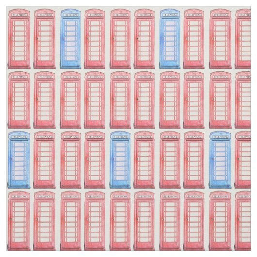 Rote britische Telefone Stoff (Muster)