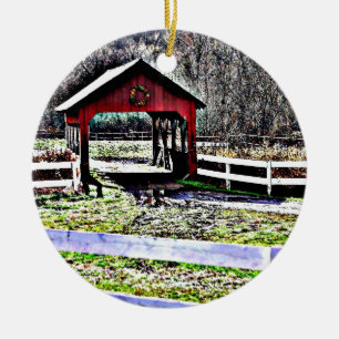 Rote Brücken-Landschaft Keramik Ornament