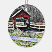 Rote Brücken-Landschaft Keramik Ornament (Links)